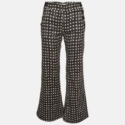 Pre-owned Max Mara Sfilata Black Star Print Denim Wide Leg Pants S