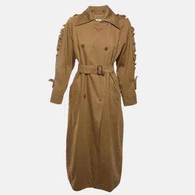 Pre-owned Max Mara Sfilata Brown Gabardine Double Breasted Trench Coat M