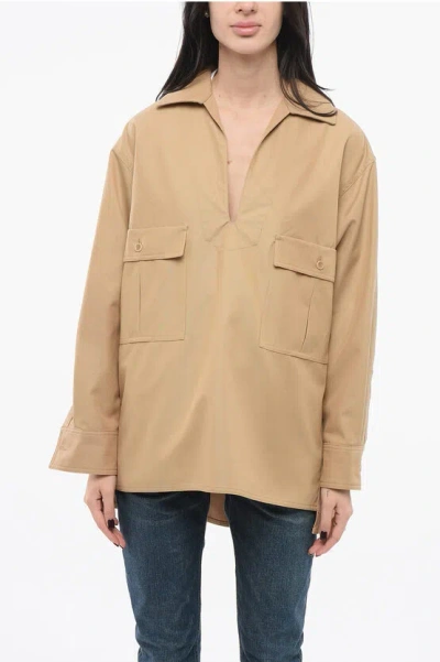 Max Mara Sfilata Cotton Oversized Shirt In Brown