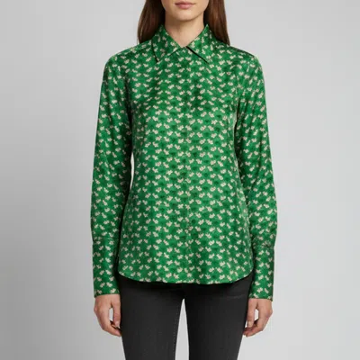 Pre-owned Max Mara Sfilata Green Printed Silk Button Front Shirt M