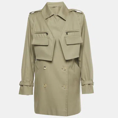 Pre-owned Max Mara Sfilata Khaki Green Gabardine Double Breasted Peonie Coat S