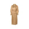 Max Mara Long Coat With Belted Waist And Notched Lapels In Brown
