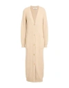 Max Mara Sfilata Woman Cardigan Sand Size L Wool, Cashmere, Cow Leather
