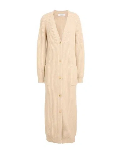 Max Mara Sfilata Woman Cardigan Sand Size L Wool, Cashmere, Cow Leather