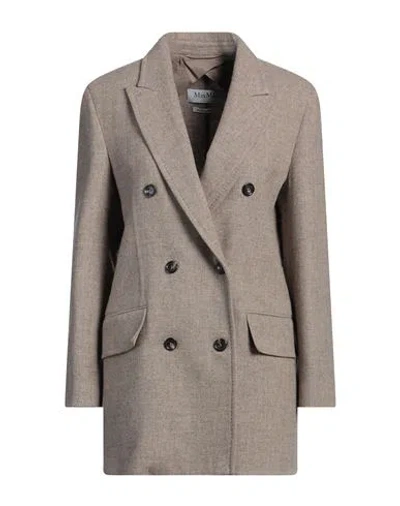 Max Mara Sfilata Woman Coat Beige Size 12 Virgin Wool, Cashmere