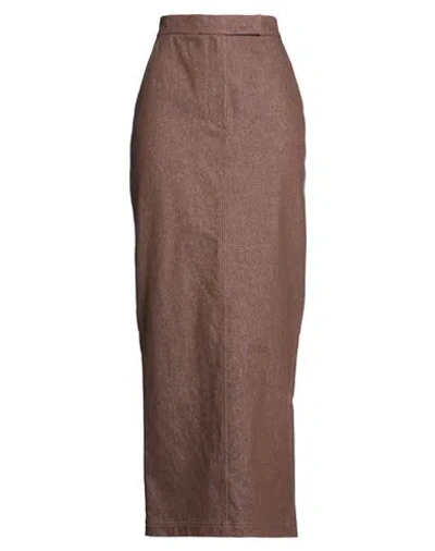 Max Mara Sfilata Woman Denim Skirt Dark Brown Size 8 Cotton