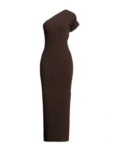 Max Mara Sfilata Woman Maxi Dress Dark Brown Size L Viscose, Polyester