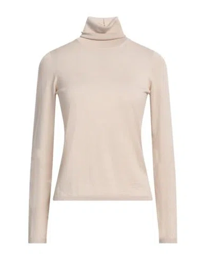 Max Mara Sfilata Woman Turtleneck Sand Size L Cashmere In Beige