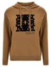 Max Mara Hooded Sweatshirt With Drawstring And Graphic Detail In Brown