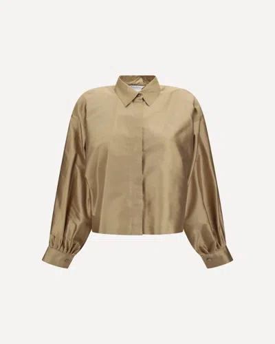 Max Mara Shantung-effect Scalata Shirt In Brown