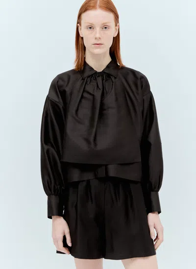 Max Mara Shantung Silk And Cotton Shirt In Black