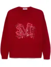 Max Mara Logo Embellished Crewneck Jumper In Red