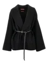 Max Mara Shawl-collar Belted Coat In Black