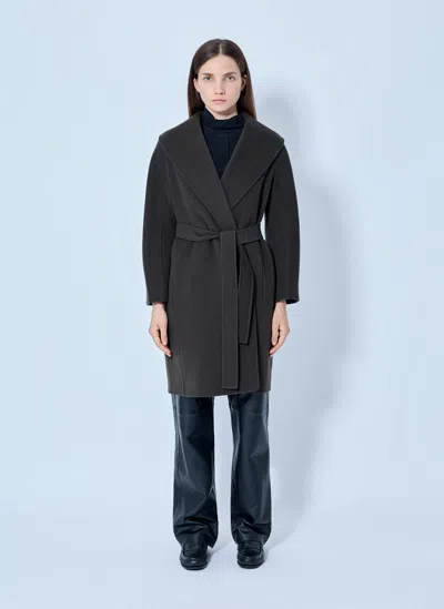 Max Mara Shawl Collar Belted Coat In Dark Green