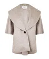 Max Mara Shawl Collar Cape In Gray