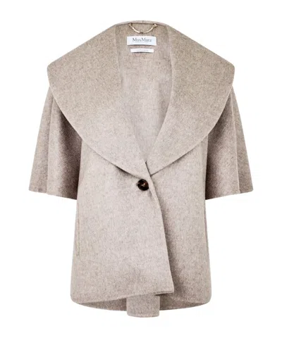 Max Mara Shawl Collar Cape In Gray