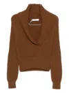 Max Mara Shawl-collar Sweater In Brown