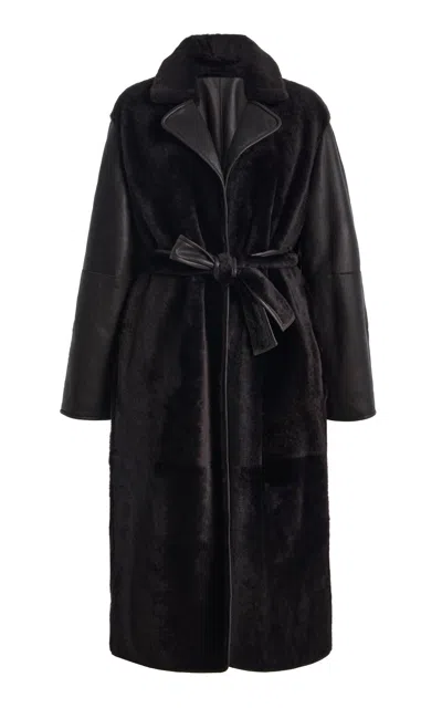 Max Mara Shearling Coat In Black