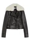 Max Mara Shearling Collar Zip Jacket In Black