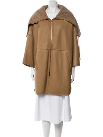 Pre-owned Max Mara Shearling Faux Fur Vest In Neutral