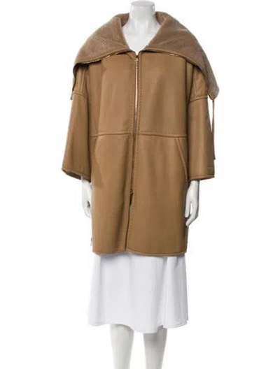 Pre-owned Max Mara Shearling Faux Fur Vest In Neutral