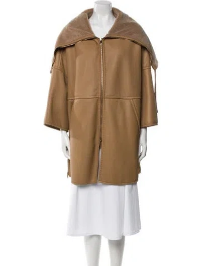 Pre-owned Max Mara Shearling Faux Fur Vest In Neutral