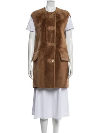 Pre-owned Max Mara Shearling Fur Coat W/ Tags In Brown