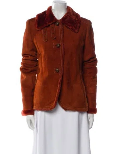 Pre-owned Max Mara Shearling Fur Jacket In Orange