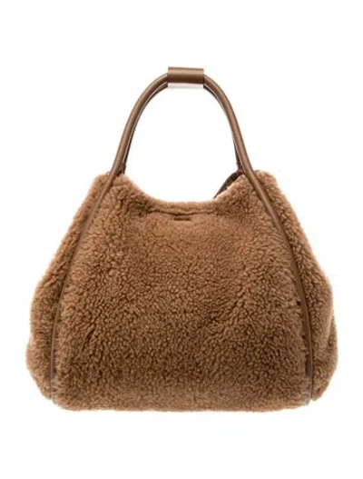 Pre-owned Max Mara Shearling Hobo In Brown
