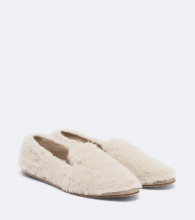 Max Mara Shearling Loafers In Neutral