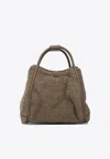 Max Mara Shearling Logo Top Handle Bag In Brown