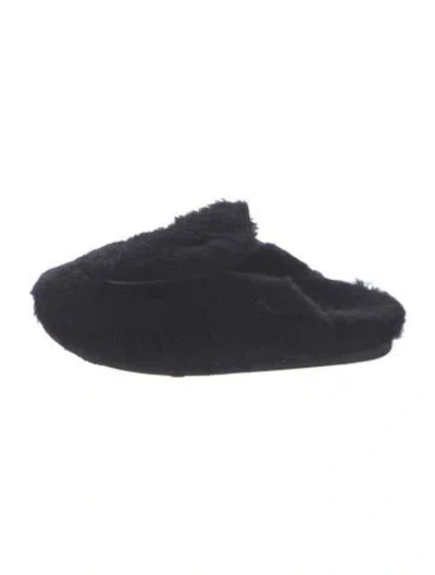 Pre-owned Max Mara Shearling Mules In Black