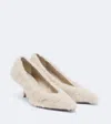 Max Mara Shearling Pumps In White