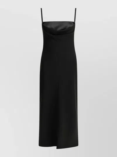Max Mara Sheath Dress Midi Length Draped Neckline In Black