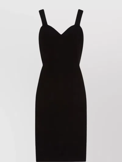 Max Mara Sheath Midi Dress Sweetheart Neckline In Black