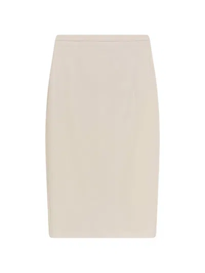 Max Mara Sheath Skirt In Stretch Wool Canvas In Neutral