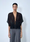 Max Mara Sheer Button-front Blouse In Black