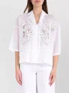 Max Mara Relaxed Fit Shirt With Cut-out Embroidery In White