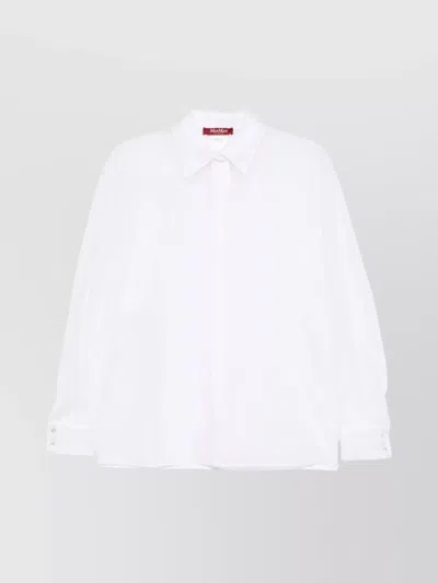 Max Mara Sheer Fabric Relaxed Fit Pointed Collar In White