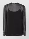 Max Mara Sheer Long Sleeve Sweater With Keyhole Back In Black
