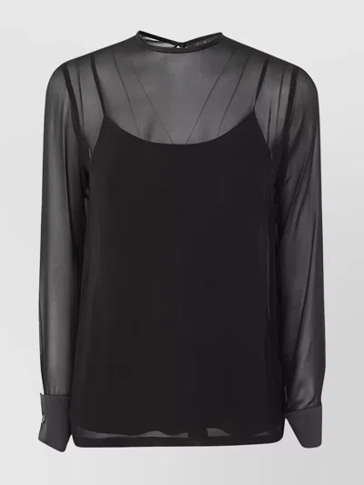 MAX MARA SHEER LONG SLEEVE SWEATER WITH KEYHOLE BACK