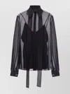 Max Mara Sheer Long Sleeve Top With Tie Detail In Black