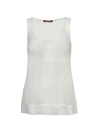 Pre-owned Max Mara Sheer Mesh Tank Top In White