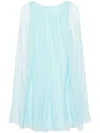 Max Mara Light Blue Footing Silk Chiffon Dress In Blue
