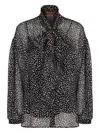 Max Mara Etere Silk Blouse High Neck Ruffles In Black