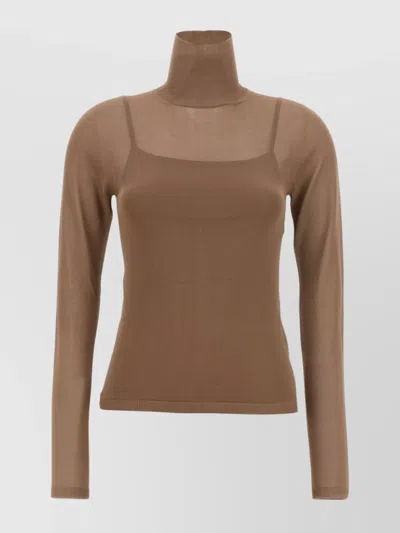 Max Mara Fatuo Jersey Long Sleeve Top & Tank Top In Brown