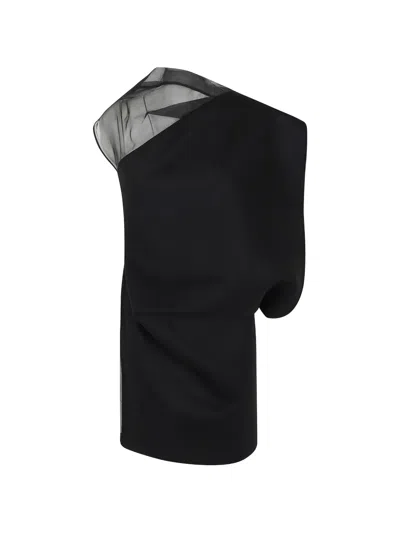 Max Mara Sheer-panel Draped Mini Dress In Black