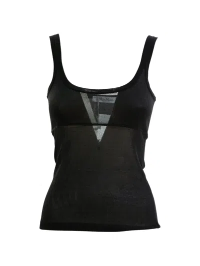 Max Mara Sheer-panel Tank Top In Black