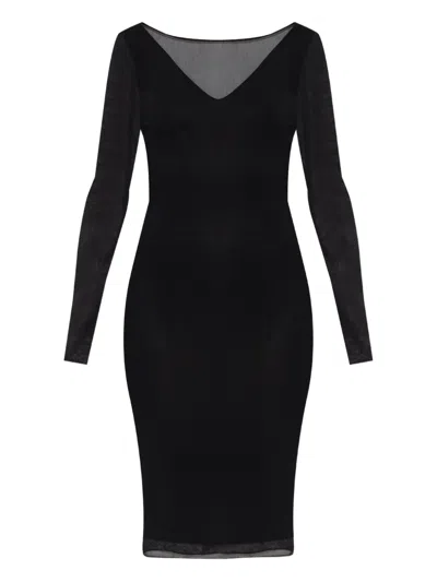 Max Mara Sheer-sleeved Dress In Black