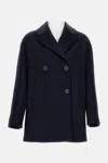 Max Mara Blue Broadcloth Sheree Double-breasted Pea Coat In Blue